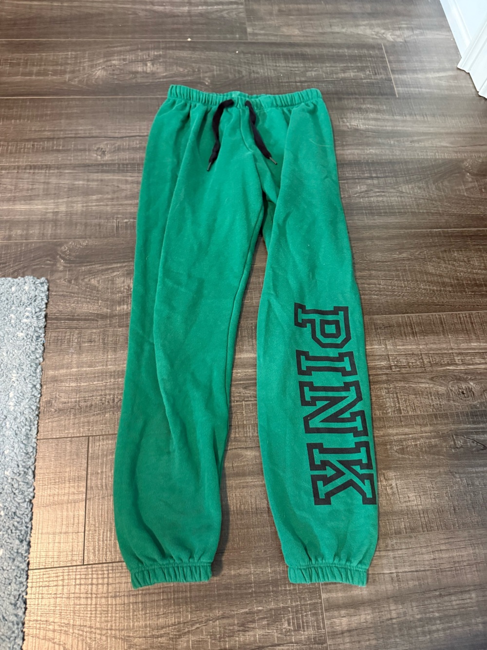 PINK Victoria's Secret Emerald Green Logo Joggers